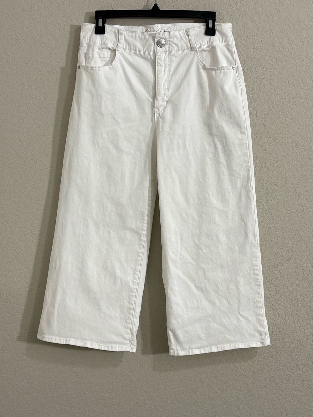 Gloria Vanderbilt White Tummy Sculpt High Rise Wide Leg Cropped Culottes Size 8